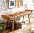 Mid.you HockerBank Braun Echtleder Ziegenleder Mangoholz massiv 2-Sitzer 125x50x38 cm