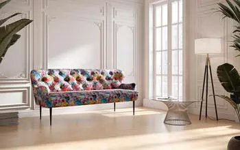 Cavadore 3-Sitzer K&uuml;chensofa Amba 193x97x87 cm Jacquard Flachgewebe Blumenmuster rose