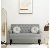 vidaXL Sitzbank mit R&uuml;ckenlehne Hellgrau 120x62x75,5 cm Stoff
