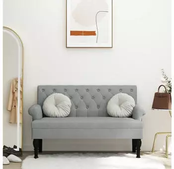vidaXL Sitzbank mit R&uuml;ckenlehne Hellgrau 120x62x75,5 cm Stoff (372120)