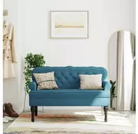 vidaXL Sitzbank mit R&uuml;ckenlehne Blau 119,5x64,5x75 cm Samt