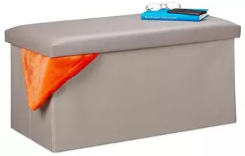 Relaxdays Sitzbank mit Stauraum Kunstleder faltbar gepolstert Flur Schlafzimmer HBT 37,5 x 76,5 x 38,5 cm grau