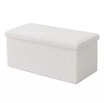 Relaxdays Sitzbank Stauraum Teddystoff faltbar gepolstert Flur Schlafzimmer HBT: 38x76x38 cm Sitztruhe wei&szlig;