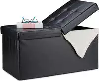 Relaxdays - Sitzbank, Stauraum, Faltbar, Leder-optik, Klappbarer Deckel, Flur,