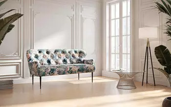 Places of Style CAVADORE 2,5-Sitzer K&uuml;chensofa Amba Trendige Sitzbank f&uuml;r K&uuml;che oder Esszimmer / 173 x 97 x 87 / Jacquard Flachgewebe: Blumenmuster Olive