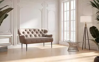 Places of Style CAVADORE 2-Sitzer K&uuml;chensofa Amba Trendige Sitzbank f&uuml;r K&uuml;che oder Esszimmer / 153 x 97 x 87 / Flachgewebe: Hellbraun