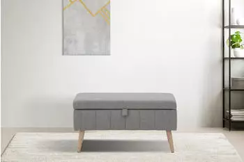 Otto Home Truhenbank AMIRA Sitzbank mit Stauraum Ma&szlig;e B/T/H: 81/36/43 cm mit Staufach in 3 Bezugsqualit&auml;ten mit feiner Steppung mittelgrau