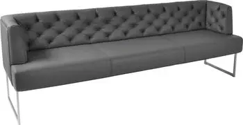 K+W Komfort & Wohnen Polsterbank Creso im modernen Chesterfield-Look Füße in Edelstahl-Optik zinn 202 cm x 83 cm x 67 cm