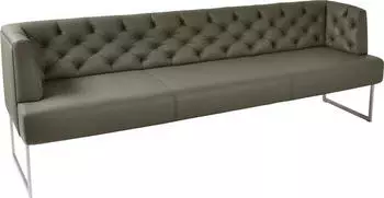 K+W Komfort & Wohnen Polsterbank Creso im modernen Chesterfield-Look F&uuml;&szlig;e in Edelstahl-Optik zypresse 222 cm x 83 cm x 67 cm