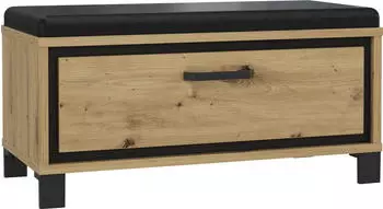 Forte TRONDHEIM Bank mit 1 Schublade und gepolstertem Sitz Holzwerkstoff Artisan Eiche / Schwarzeiche 89.1 x 44.7 x 41.5 cm