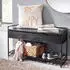 Finebuy Garderobenbank mit Stauraum 90x52x38cm, Mango Massivholz, Schwarz (FB34727)