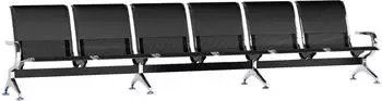 CLP Airport Wartebank 6-Sitzer Kunstleder Metallgestell schwarz (325727)
