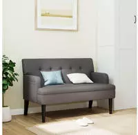 vidaXL Sitzbank mit R&uuml;ckenlehne Grau 112x65,5x75 cm Kunstleder
