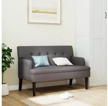 vidaXL Sitzbank mit R&uuml;ckenlehne Kunstleder Grau 112x65,5x75cm (372151)