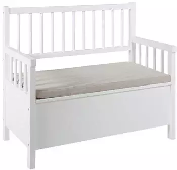 Actona Thomas Sitzbank mit Stauraum, Wei&szlig; Holz, 90x48x85cm (48678)