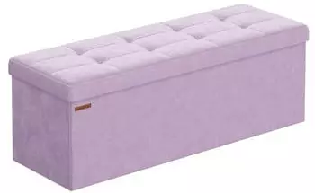 Songmics Sitzhocker mit Stauraum, klappbar, 38x110x38cm, 300kg, Lavendellila (LSF277P01)