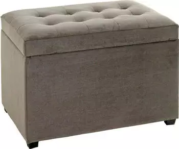 HAKU Sitztruhe Samt anthrazit-braun, 58x42x39cm (52827)
