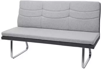 Mendler HWC-G54 Sitzbank Stoff/Kunstleder Edelstahl geb&uuml;rstet grau 160cm (71704)