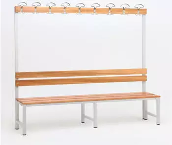 Szagato Garderobenbank mit Haken und Schuhrost, 1-seitig, 200x30cm (57203)