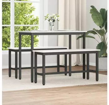 vidaXL Esstischbank 2er-Set Wei&szlig; 100x32,5x49cm Massivholz Kiefer (873789)