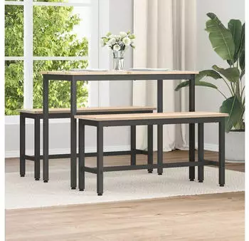 vidaXL Essbank 2er-Set Natur 100x32,5x49cm Massivholz Kiefer