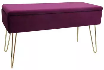 Echtwerk Scarlett Sitzbank mit Stauraum Samtbezug Beere 75x30x41,5cm