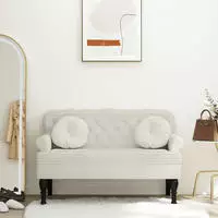 vidaXL Sitzbank mit R&uuml;ckenlehne Creme 119,5x64,5x75 cm Samt