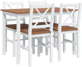 vidaXL Essgruppe 5-tlg. braun/wei&szlig; (240884)