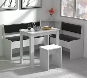 VCM Eckbankgruppe Sitzgruppe Esszimmergruppe Bank Tisch Hocker Esal Mini Wei&szlig;