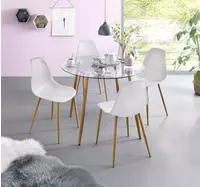 OTTO home Essgruppe "Miller" Set, 5 Stk. tlg. Glastisch mit 4 St&uuml;hlen