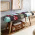 Wohnling Sitzbank Samt / Massivholz Bank Bunt 117x51x38 cm Bettbank Patchwork WL6.477
