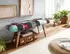 Wohnling Sitzbank Samt / Massivholz Bank Bunt 117x51x38 cm Bettbank Patchwork WL6.477