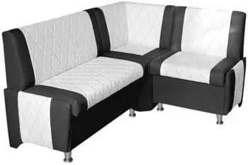 Rodnik Eckbank Polin Sitzbank schwarz-wei&szlig; Kunstleder Stauraum Truhenbank 162x125 cm