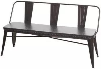 Mendler 3er HWC-H10 Esszimmerbank 153x80x56 cm Chesterfield Industrial schwarz-grau