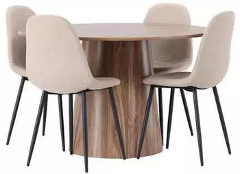 ebuy24 Lanzo Tisch natur + 4 Polar St&uuml;hle beige (60-GR23560)