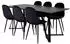 ebuy24 MarinaBLBL Esstisch schwarz + 6 Polar Stühle Velour schwarz (60-GR20665)