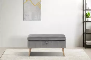 Otto Home Truhenbank AMIRA Sitzbank mit Stauraum Ma&szlig;e B/T/H: 81/36/43 cm mit Staufach in 3 Bezugsqualit&auml;ten mit feiner Steppung silberfarben