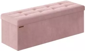 Songmics Sitzhocker mit Stauraum, klappbar, 38x110x38cm, pastellrosa, bis 300kg (LSF277R01)