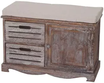 Mendler HWC-J22 Sitzbank Shabby-Look Vintage, 49x71x32cm, braun (50475)