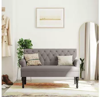 vidaXL Sitzbank mit R&uuml;ckenlehne Stoff Taupe 120x62x75,5cm (372125)