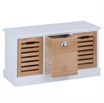 Caro M&ouml;bel Trient Sitzbank mit 3 Schubk&auml;sten, Paulownia, wei&szlig;/natur, Vintage (Trient)