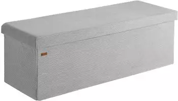 Casaria Truhenbank Cord Grau mit 2 Faltboxen, 300kg, 114x38cm (109919)