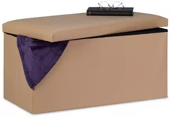 Relaxdays Sitzbank Stauraum HBT 37,5 x 76,5 x 38,5 cm beige (10031586_127)