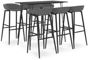 vidaXL 7-tlg. Bar-Set Schwarz und Grau (3057397)
