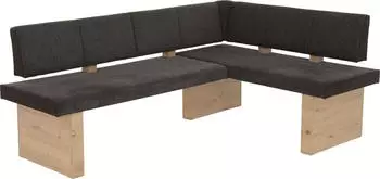 Hela Eckbank/Sitzecke Linn 200x140x83 cm Webstoff Braun - Holzdekor Eiche