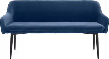 SalesFever Sitzbank mit Armlehnen und R&uuml;ckensteppung Samt, Metall 160x61x 85 cm blau, schwarz 368695