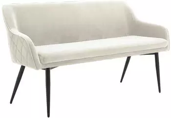 SalesFever Sitzbank mit Armlehnen und R&uuml;ckensteppung Samt, Metall 160x61x 85 cm creme, schwarz 368688