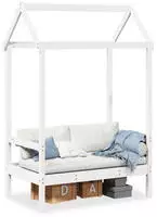 vidaXL Bank mit Dach Wei&szlig; 117,5x70x176,5 cm Massivholz Kiefer