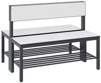 C+P Basic Plus Sitzbank doppelseitig mit Rückenlehne, 1000mm, schwarzgrau/weiß (8060-410)