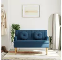 vidaXL Sitzbank mit Kissen Blau 113x64,5x75,5 cm Stoff
